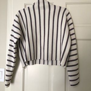 Maje long sleeve striped sweater, zipper detailing